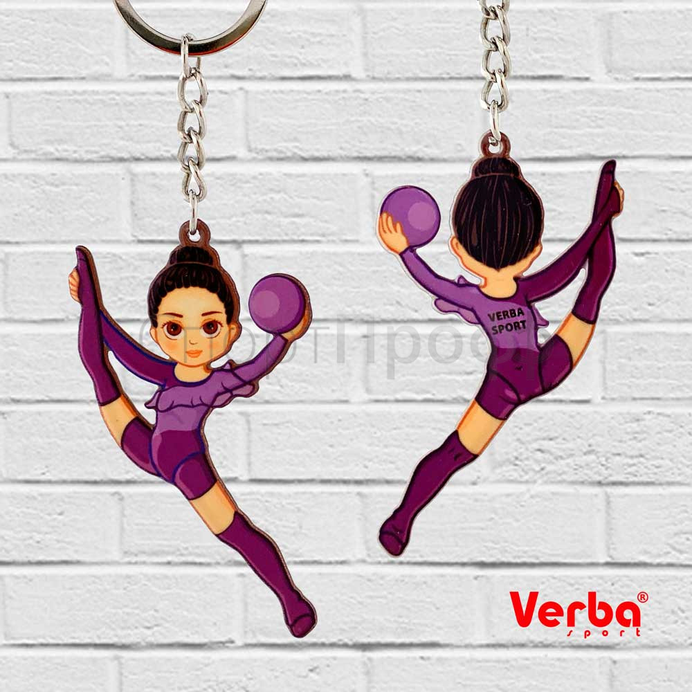 Брелок VERBA SPORT гимнастка с мячом (сиренево-фиолет) 8*4 см.