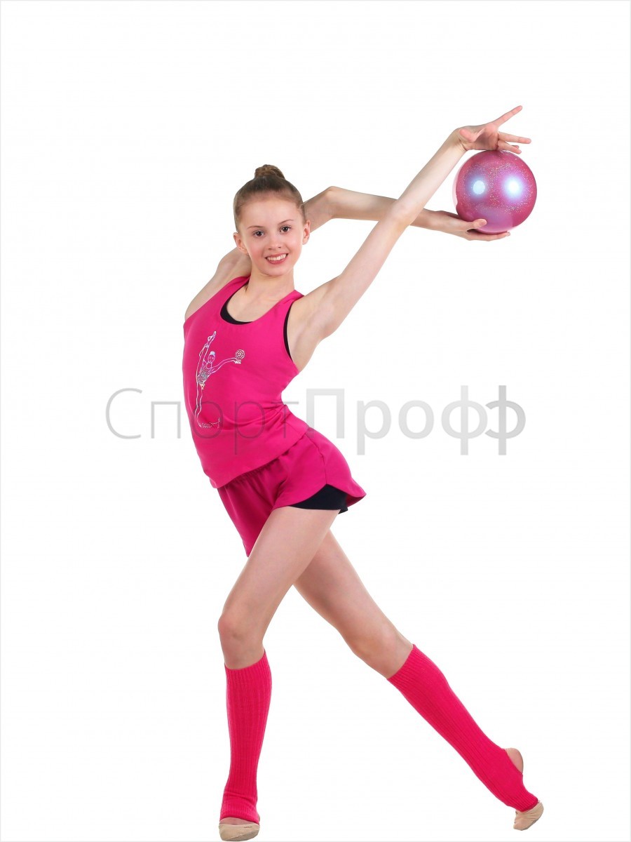 Майка SOLO (хлопок) принт гимнастка с мячом фуксия