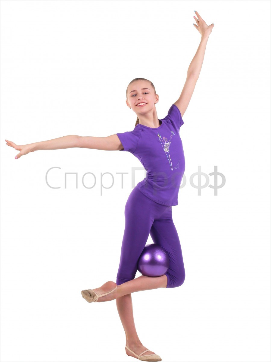 Майка SOLO (хлопок) принт гимнастка с мячом фиолет