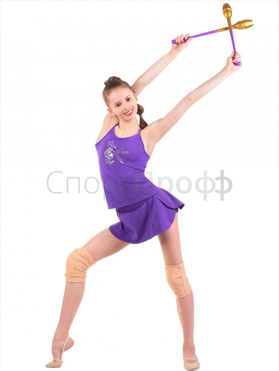 Топ-борцовка SOLO (хлопок) принт гимнастка с булавами фиолет