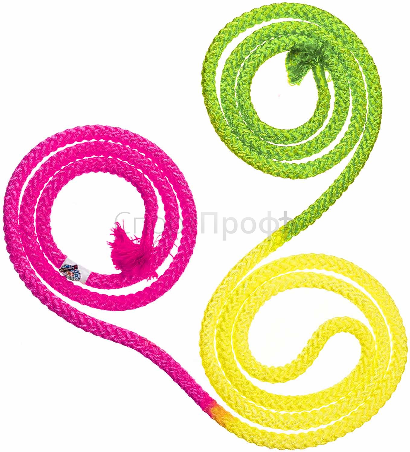 Скакалка SASAKI M-280G 3м. PxYxG (розовый/желтый/зеленый) для художественной гимнастики