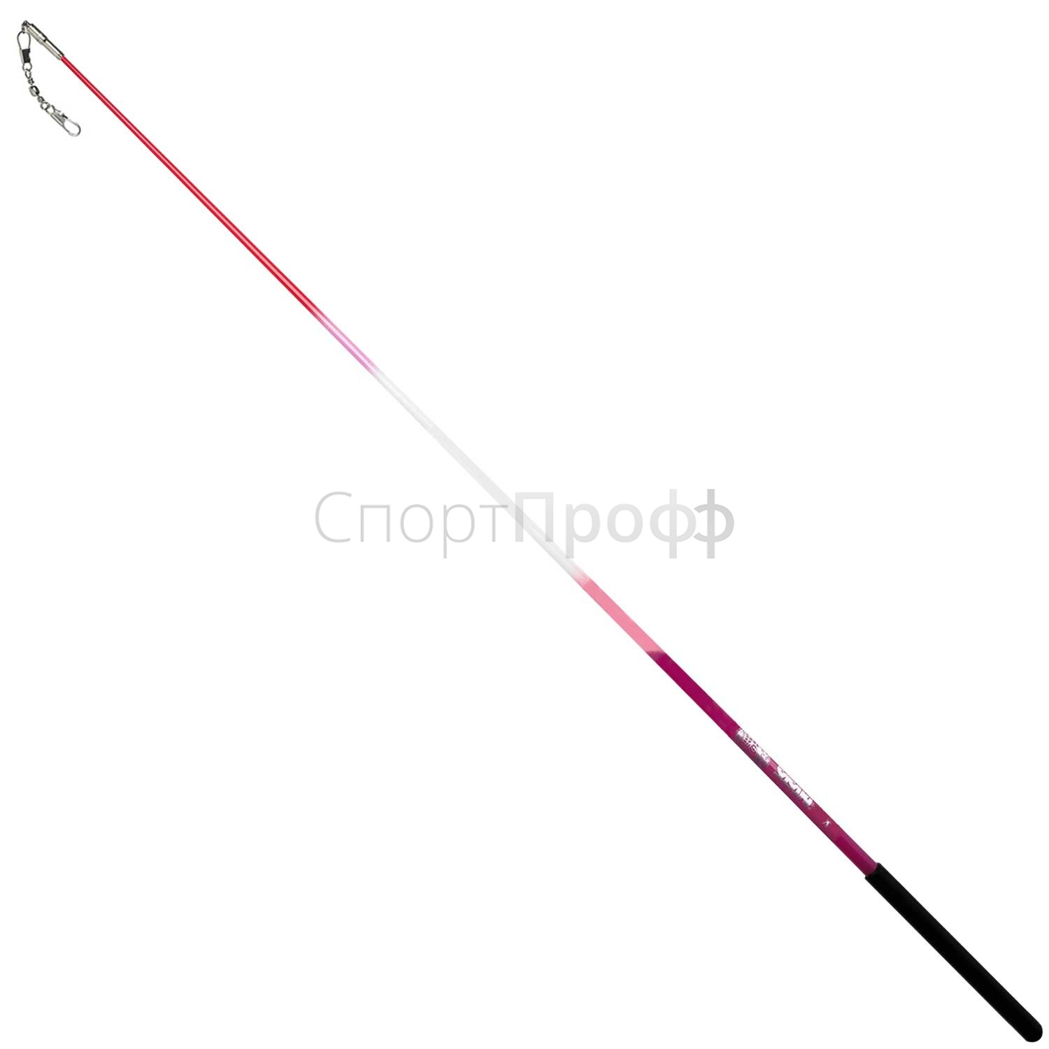 Палочка SASAKI M-781T 60 см. RS (фуксия/белый/розовый/черная ручка) для художественной гимнастики